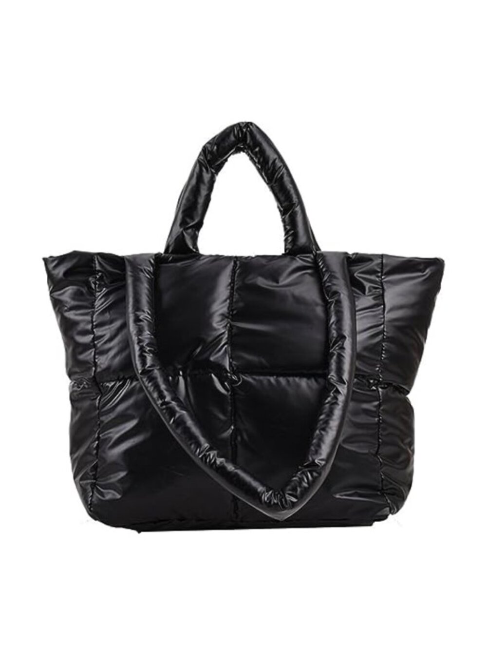 Puffy Quilted Tote Bag for Women Padded Puffer Shoulder Bag with Zipper